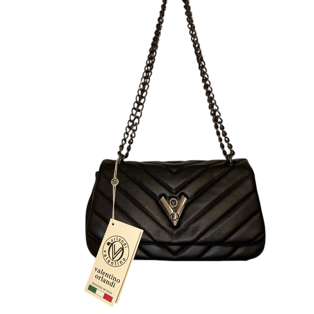 NWT Valentino Orlandi Black Quilted Shoulder Bag MSRP $279.00